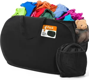 Upgraded Oxford Pop-up Laundry Hamper, 70L(18.5 Gal) Quality Laundry Basket with Durable Handles Solid Bottom High Carbon Steel Frame and Side Pocket, Easy to Open and Fold Flat for Storage