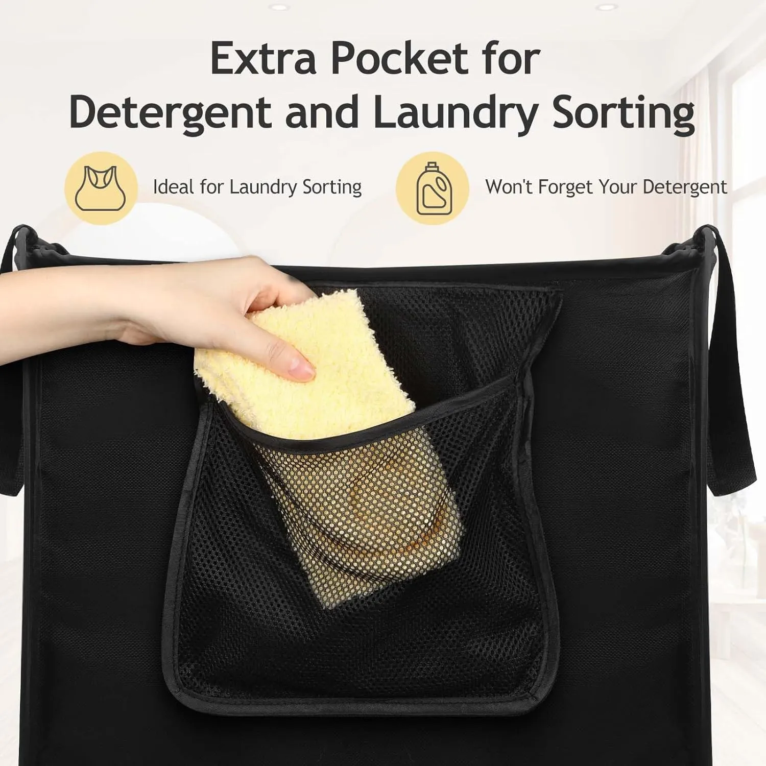 Upgraded Oxford Pop-up Laundry Hamper, 70L(18.5 Gal) Quality Laundry Basket with Durable Handles Solid Bottom High Carbon Steel Frame and Side Pocket, Easy to Open and Fold Flat for Storage