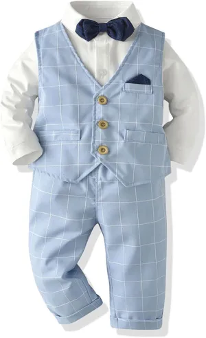 Volunboy Baby Boy Suit Toddler Formal Outfit Kids 3 Piece Vest Gentleman Clothes Long Sleeve Shirt and Pants Set