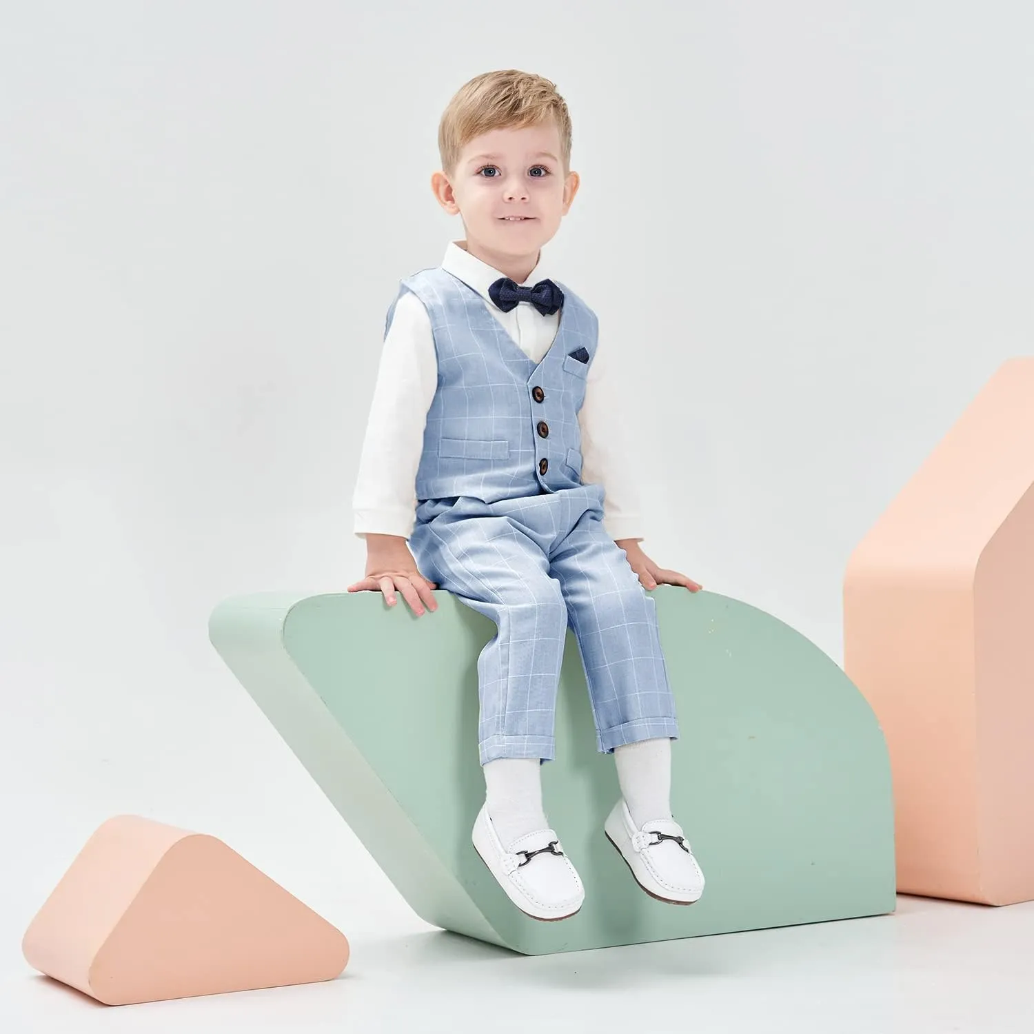 Volunboy Baby Boy Suit Toddler Formal Outfit Kids 3 Piece Vest Gentleman Clothes Long Sleeve Shirt and Pants Set