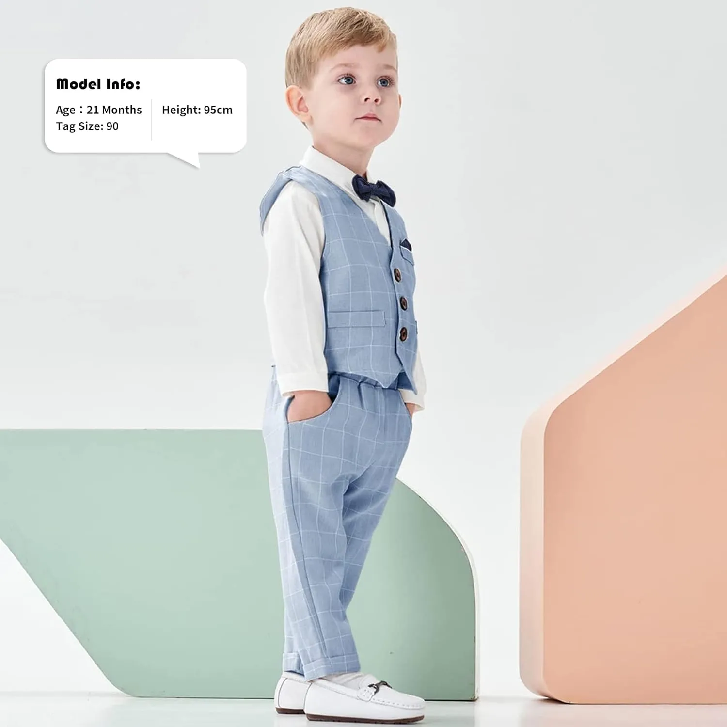 Volunboy Baby Boy Suit Toddler Formal Outfit Kids 3 Piece Vest Gentleman Clothes Long Sleeve Shirt and Pants Set