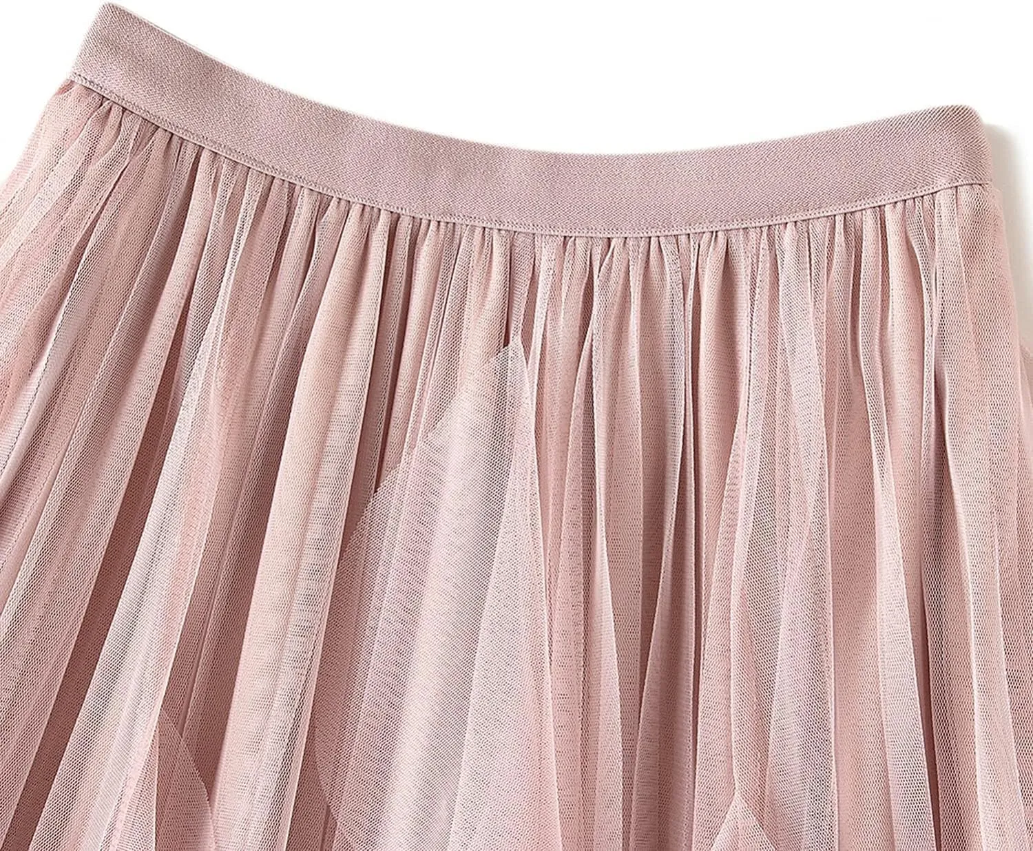 Waist Skirts Women's Ruffle Tulle Skirt Fairy Elastic High Waist Tutu Midi Skirt Elegant A-Line Swing Pleated Skirt Pink