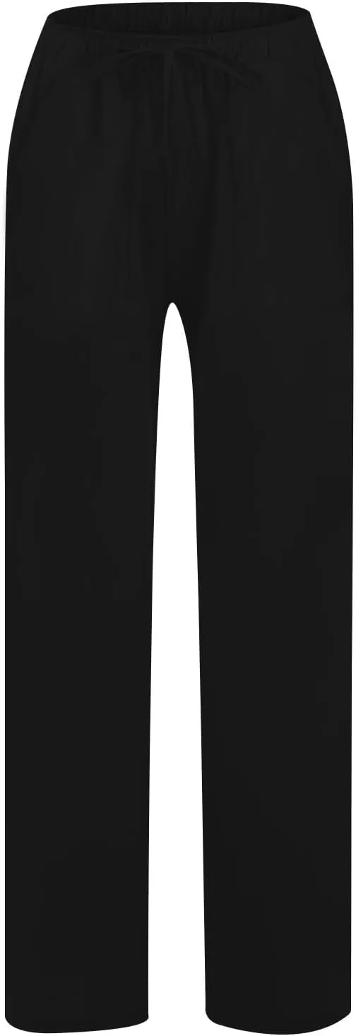 Wide Leg Cotton Linen Pants Women Summer 2025 Casual High Waisted Lounge Pants Beach Trousers Palazzo Sweatpants