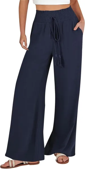 Wide Leg Pants for Women Winter Slim Work Sweatpants with Pockets Barrel Pants Fleece Lined