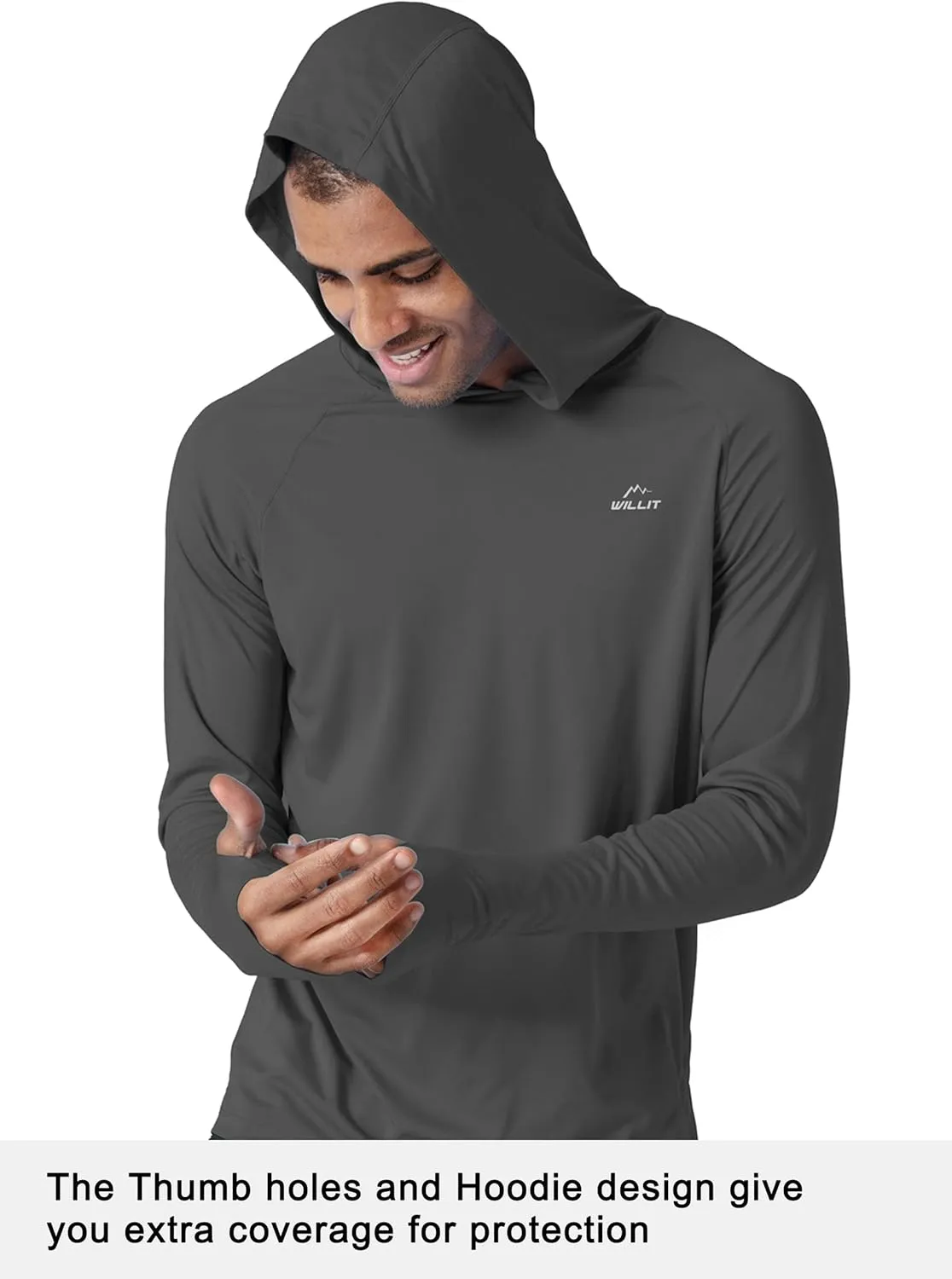 Willit Men's Sun Shirts UPF 50  Rash Guard Long Sleeve Sun Protection Hoodie SPF UV Fishing Lightweight Athletic Running