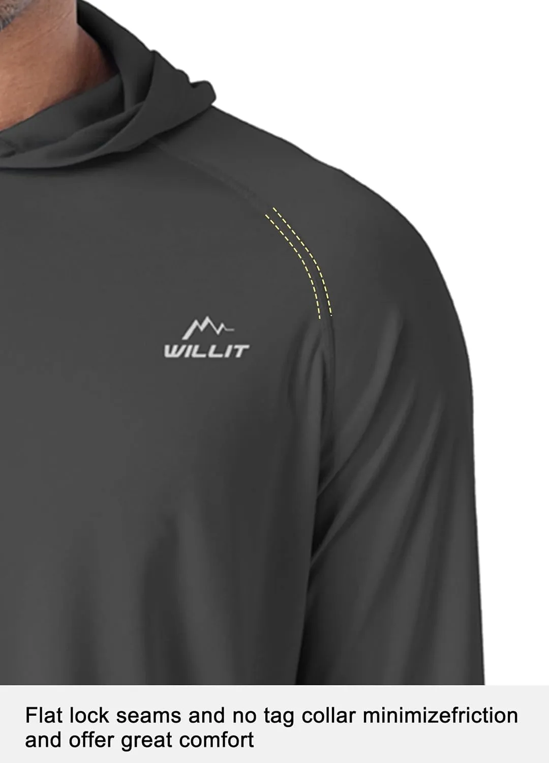 Willit Men's Sun Shirts UPF 50  Rash Guard Long Sleeve Sun Protection Hoodie SPF UV Fishing Lightweight Athletic Running