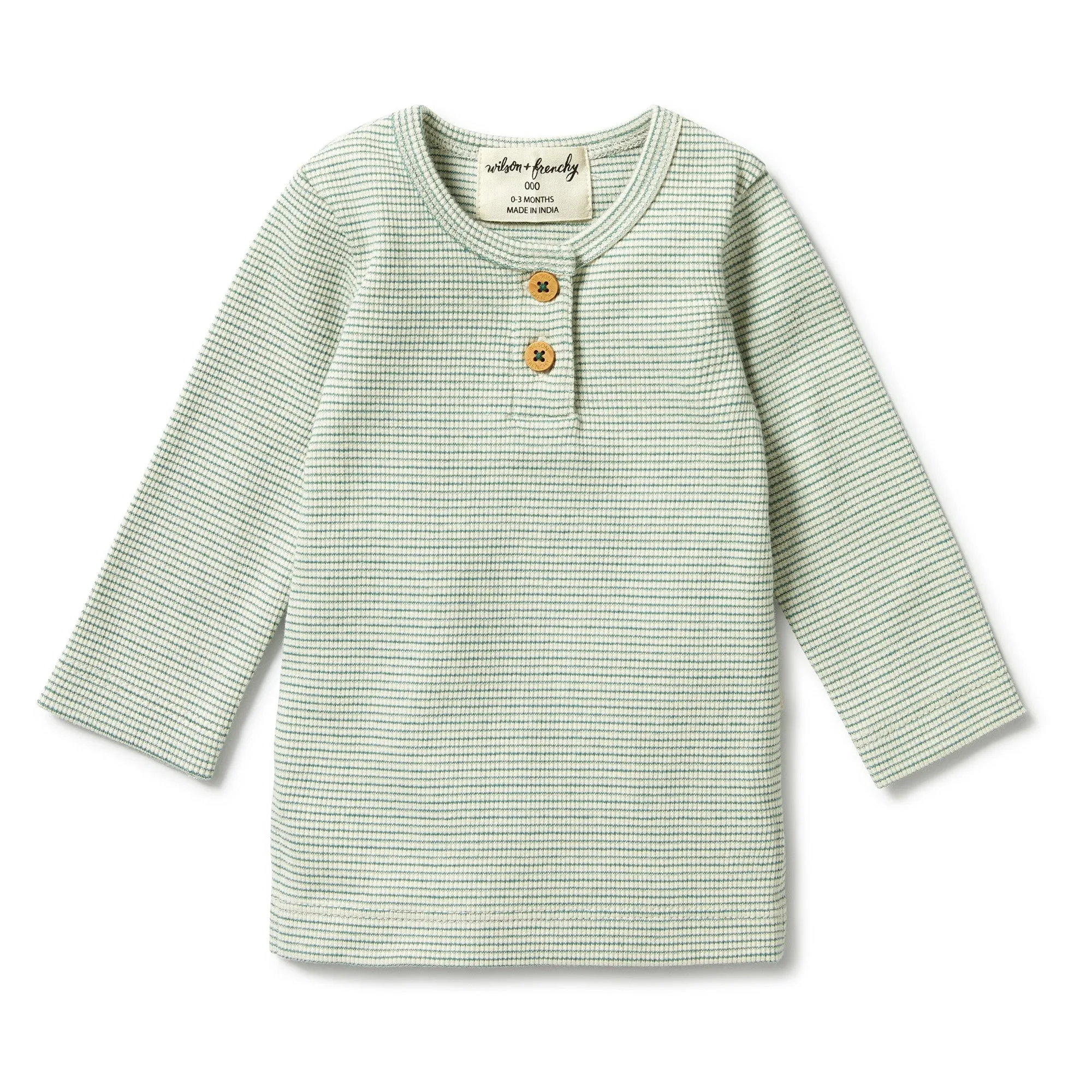 Wilson and Frenchy Organic Stripe Rib Henley Top - Deep Sea