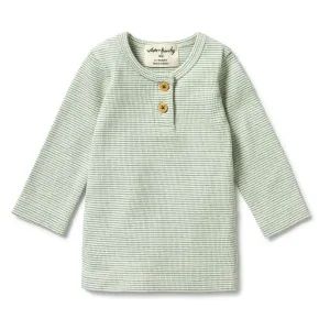 Wilson and Frenchy Organic Stripe Rib Henley Top - Deep Sea