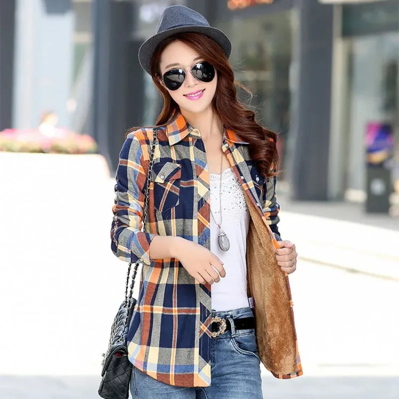 Winter Warmer Thick Plaid Long Sleeve Jackets for Women