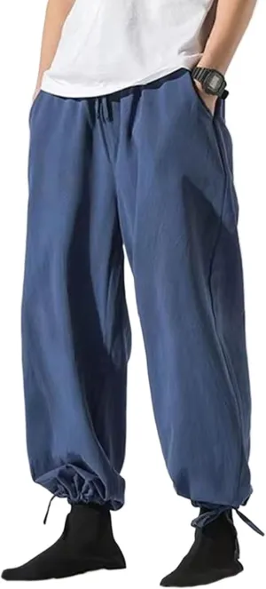 WOLONG Men Wide Leg Pants Summer Men's Straight Casual Long Pants Chinese Style Autumn Male Harem Pants