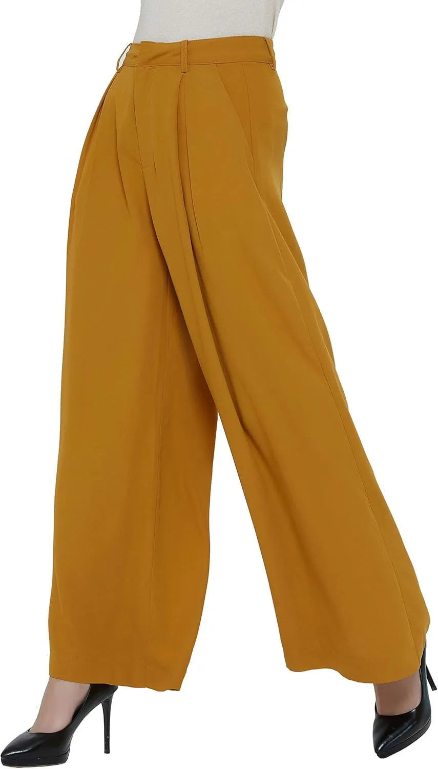 Women High Waist Casual Wide Leg Pants Elegant Work Pants Palazzo Pants Trousers with Pockets Lounge Pants Flowy