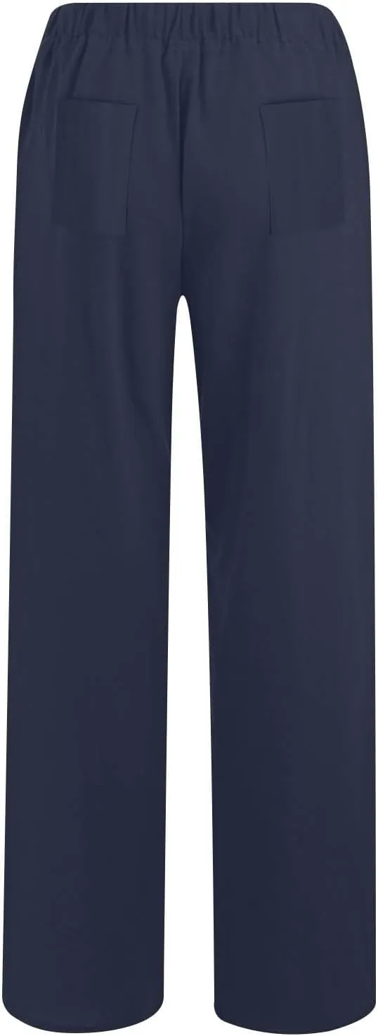 Women Summer Casual Cotton Linen Palazzo Pants Wide Leg Lounge Pant Long Trouser with Pocket Beach Vacation Outfits