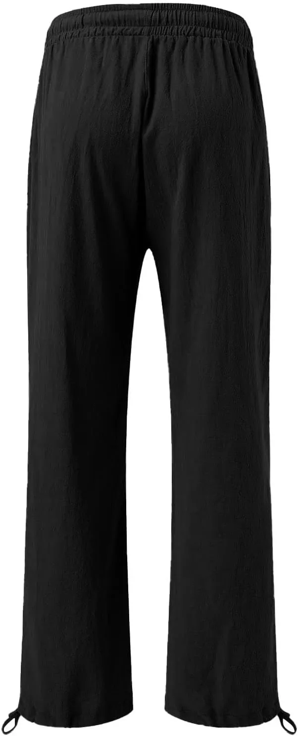 Women Wide Leg Palazzo Pants Summer Drawstring High Waist Flowy Casual Trousers Lounge Loose Beach Outfits Clothes