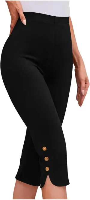 Womens Capris for Summer Dressy Cropped High Waist Yoga Pants Comfy Stretchy Leggings Workout Compression Pants