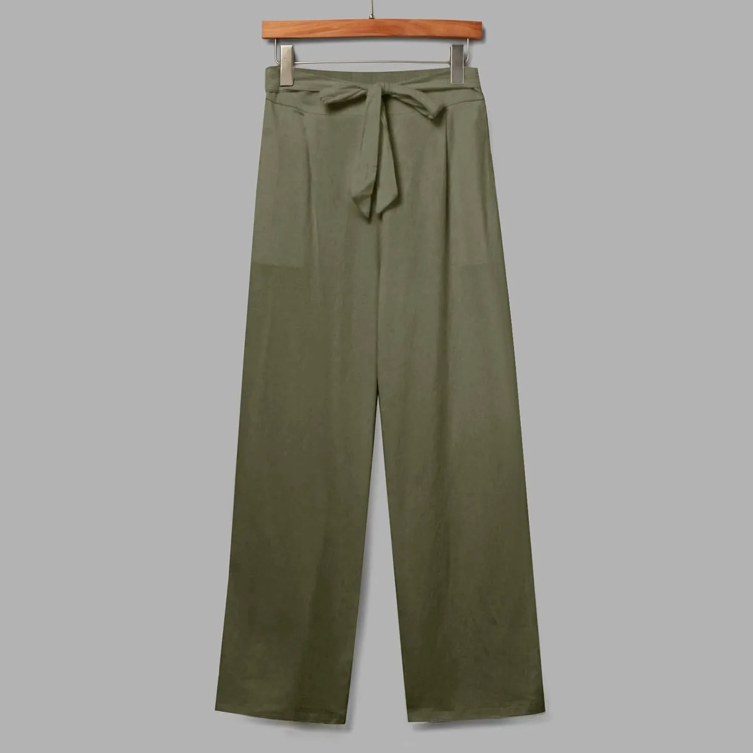 Womens Casual Cotton Linen Pants Elastic High Waist Drawstring Loose Fit Summer Pants Slacks Trousers with Pockets