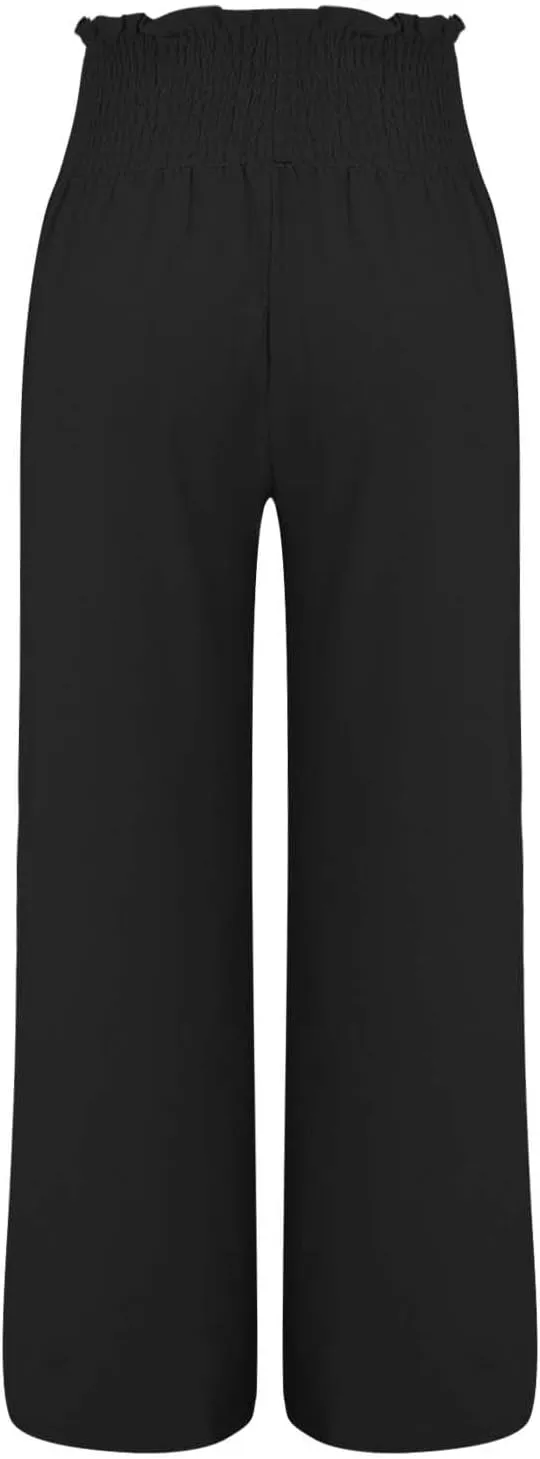 Women's Casual Pants Linen Womens Clothing Pants Wide Leg Long Pant Trousers with Pocket Linen Blend Pants Linen Outfit