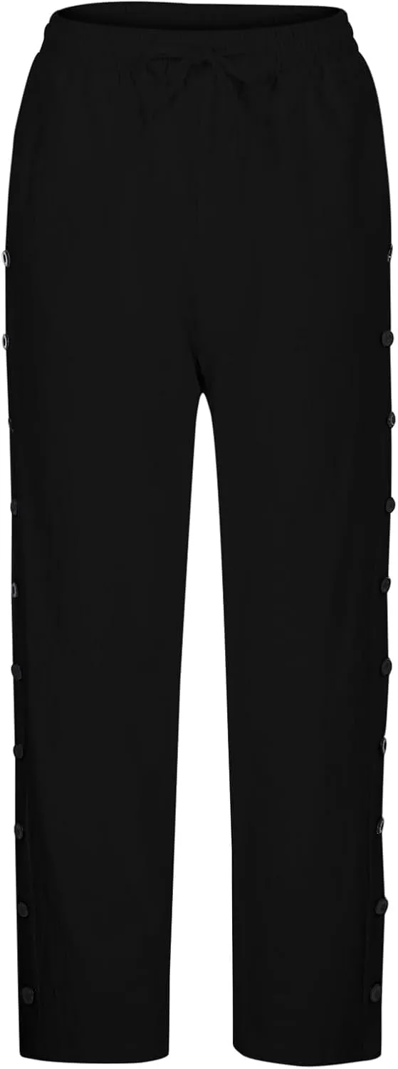 Women's Cotton Linen Summer Printed Pants Elastic Waisted Stretchy Slim Fit Pant Trousers Vacation