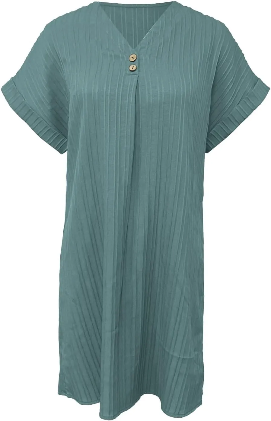 Womens Cotton Shirt Dress 2025 Summer Casual Cap Sleeve Button V Neck Shift Dress Beach Cover Up Shirts with Pockets