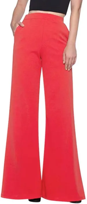 Women's High Waisted Flare Pants Casual Elastic Waist Wide Leg Stretchy Long Trousers Fashion Solid Color Fitness Yoga Pants