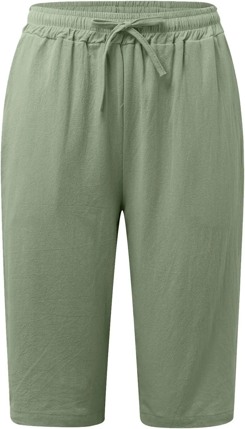 Women's Linen Summer Striped Pants Low Waist Bootcut Slim-Fit Palazzo Lounge Pants Work Business
