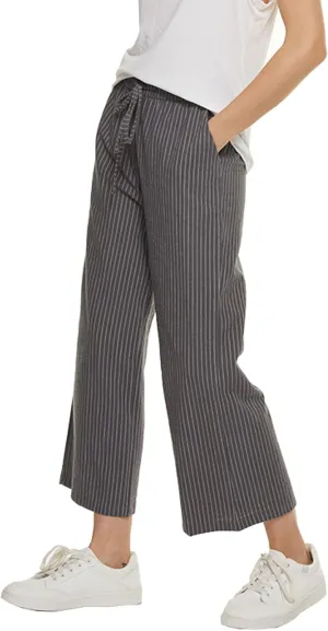 Womens Linen Wide Leg Pants High Waisted Drawstring Baggy Loose Beach Pants with Pockets