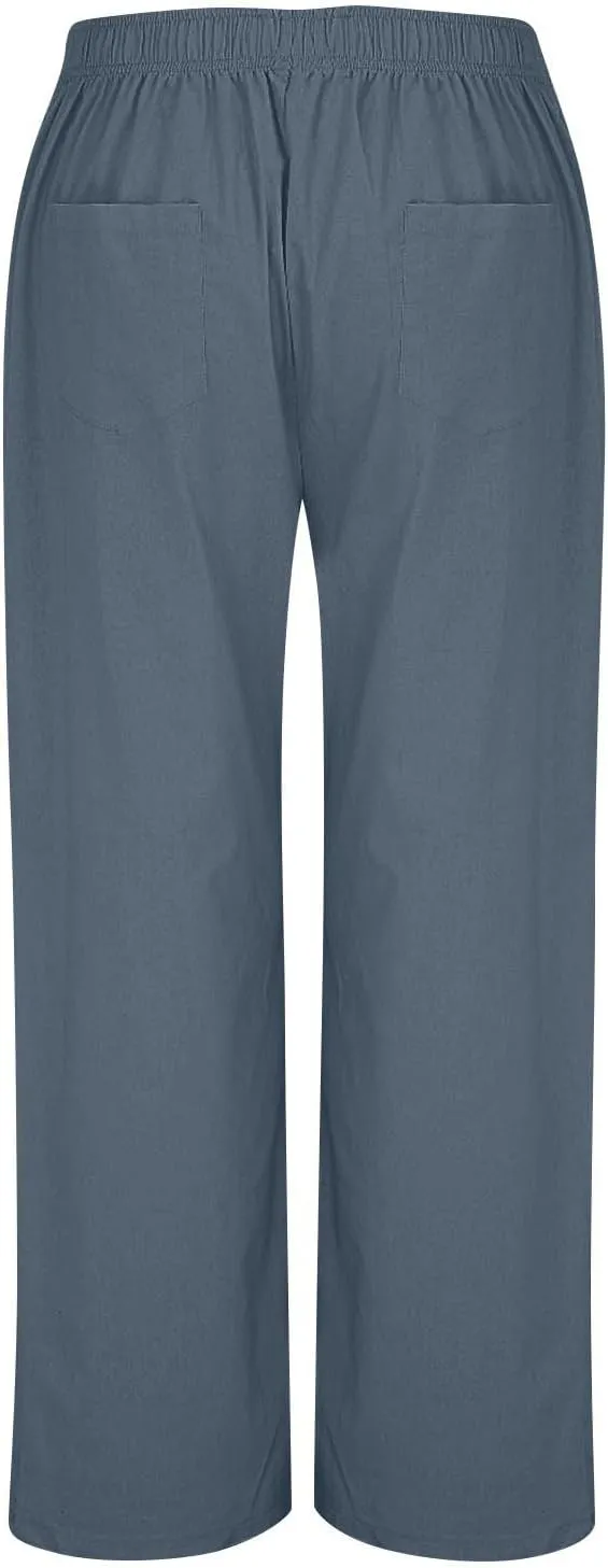 Women's Pants, Straight Leg High Waisted Wide Pants Summer Lightweight Sweatpants Baggy