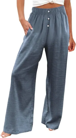 Women's Pants, Straight Leg High Waisted Wide Pants Summer Lightweight Sweatpants Baggy