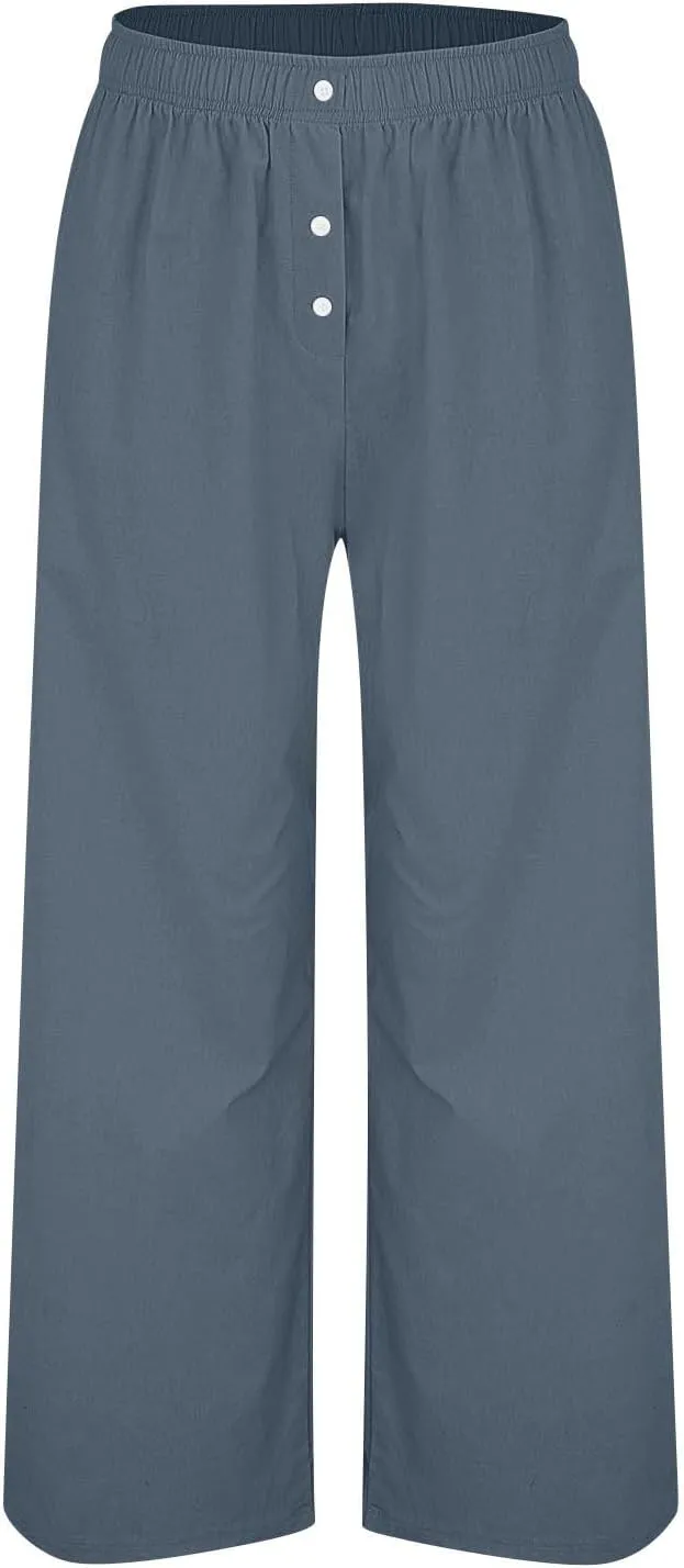 Women's Pants, Straight Leg High Waisted Wide Pants Summer Lightweight Sweatpants Baggy