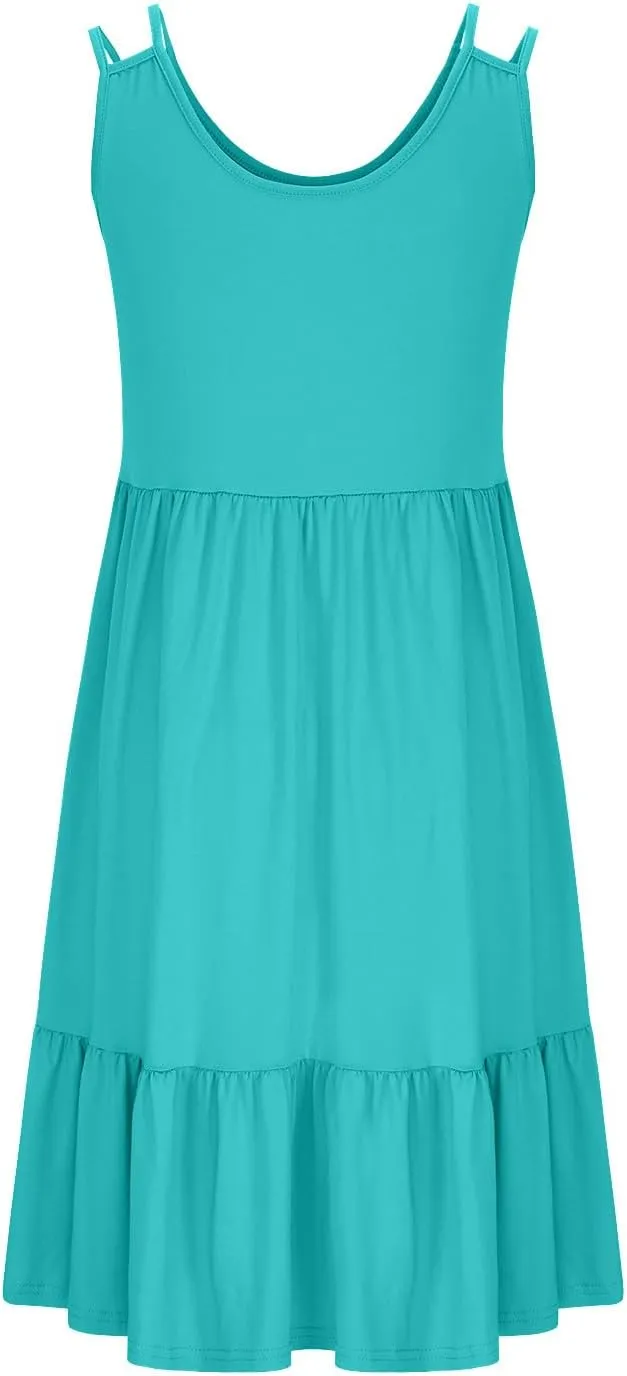 Women's Plus Size Tshirt Dresses Casual Crewneck Sleeveless Summer Ruffle Hem Mini Dress Loose Beach A Line Sundress