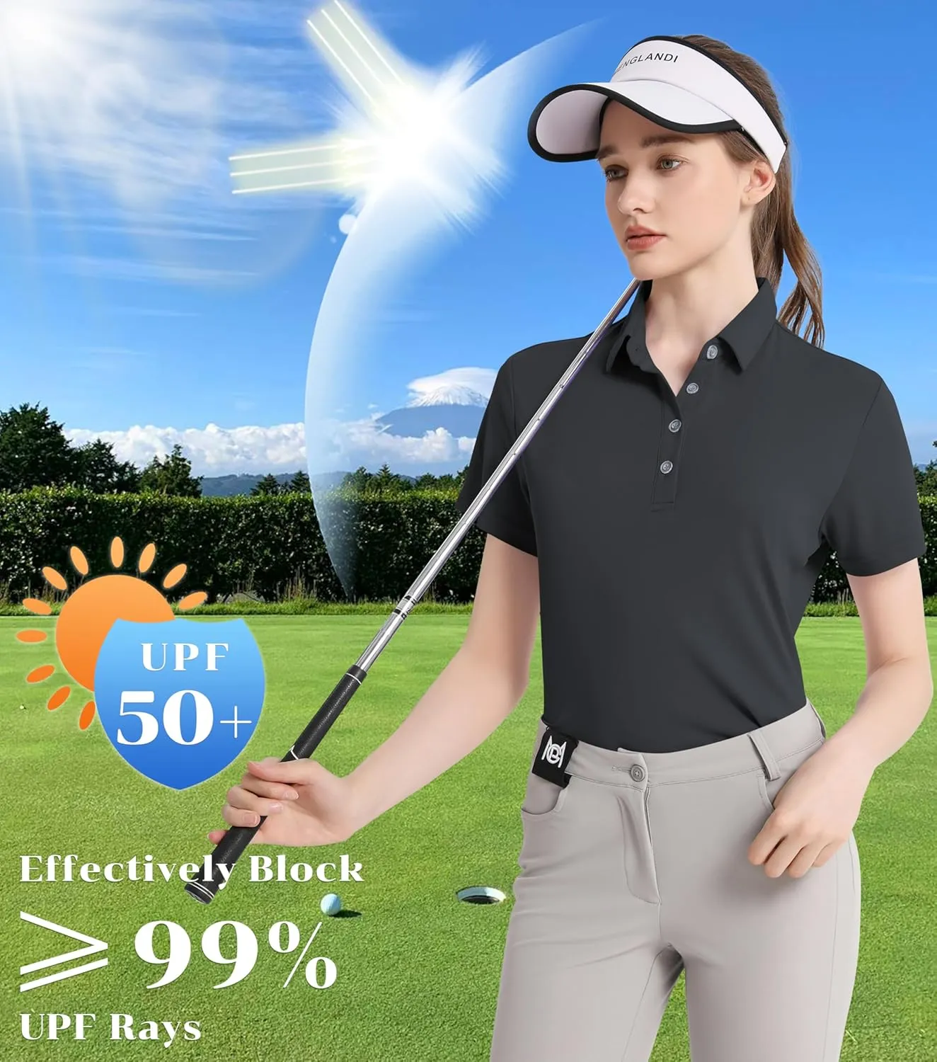 Women's Polo Shirts UPF 50  Casual Sun Protection Work Quick Dry 4 Buttons Short Sleeve Collared Golf Shirt XS-3XL