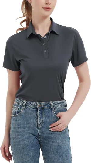 Women's Polo Shirts UPF 50  Casual Sun Protection Work Quick Dry 4 Buttons Short Sleeve Collared Golf Shirt XS-3XL