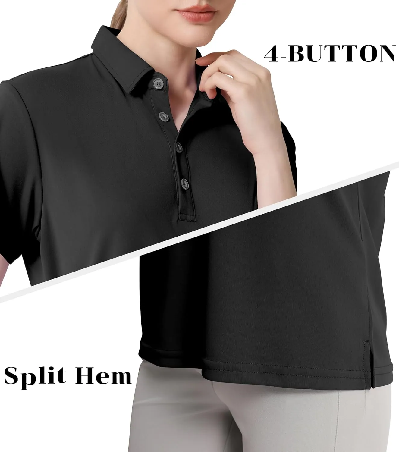 Women's Polo Shirts UPF 50  Casual Sun Protection Work Quick Dry 4 Buttons Short Sleeve Collared Golf Shirt XS-3XL