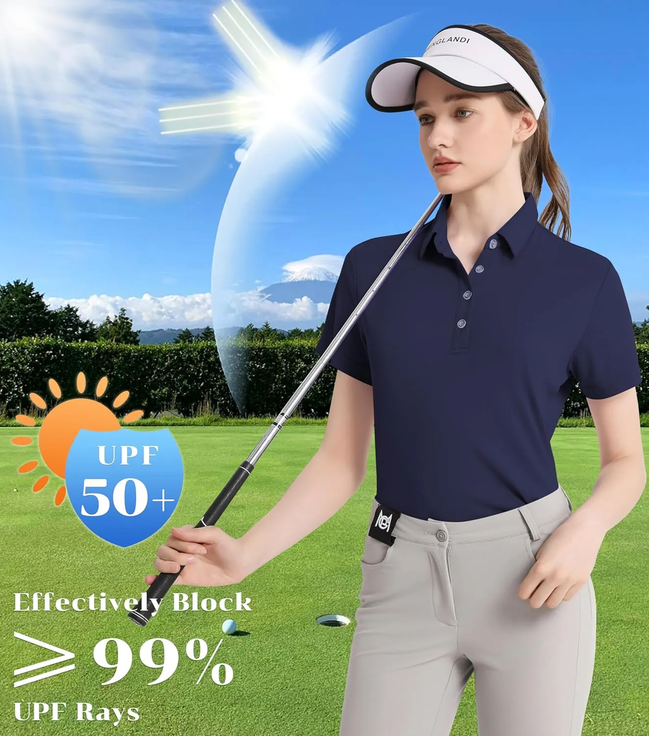 Women's Polo Shirts UPF 50  Casual Sun Protection Work Quick Dry 4 Buttons Short Sleeve Collared Golf Shirt XS-3XL