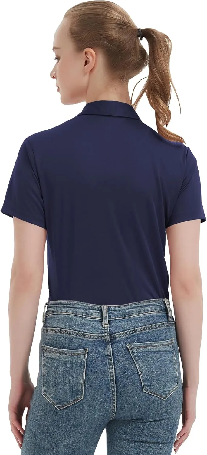 Women's Polo Shirts UPF 50  Casual Sun Protection Work Quick Dry 4 Buttons Short Sleeve Collared Golf Shirt XS-3XL