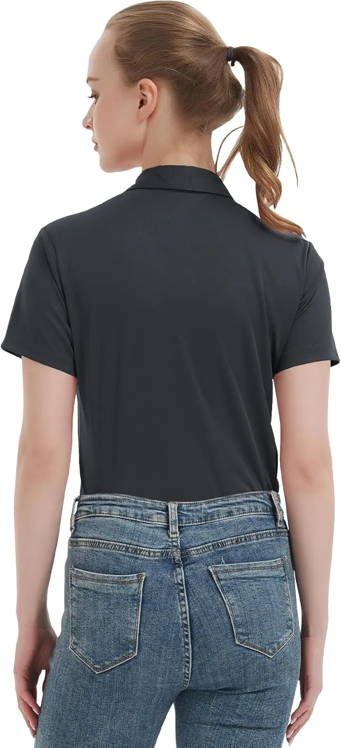 Women's Polo Shirts UPF 50  Casual Sun Protection Work Quick Dry 4 Buttons Short Sleeve Collared Golf Shirt XS-3XL
