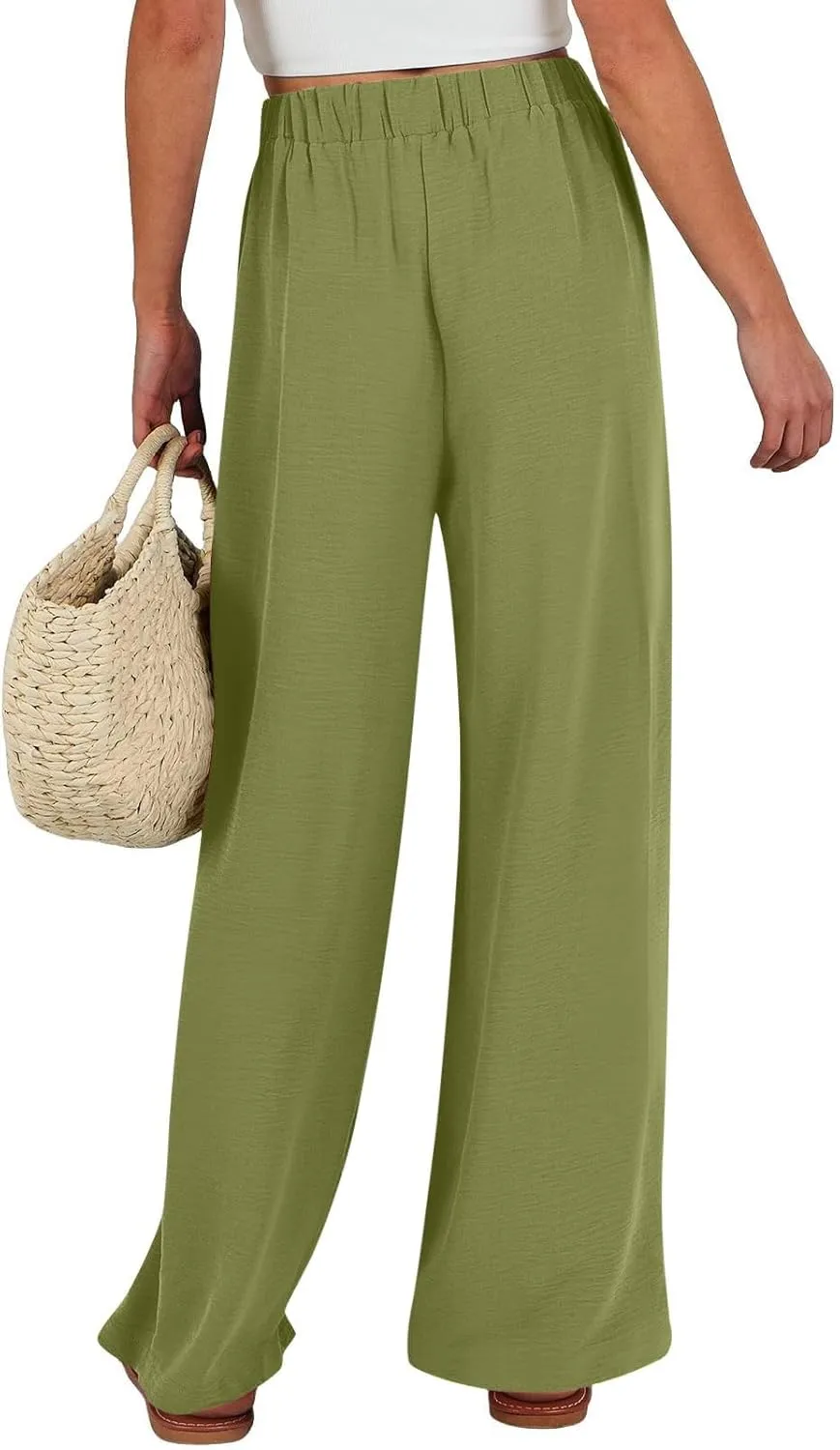 Womens Wide Leg Palazzo Pants High Waist Casual Flowy Trousers 2025 Summer Lounge Beach Travel Vacation Outfits