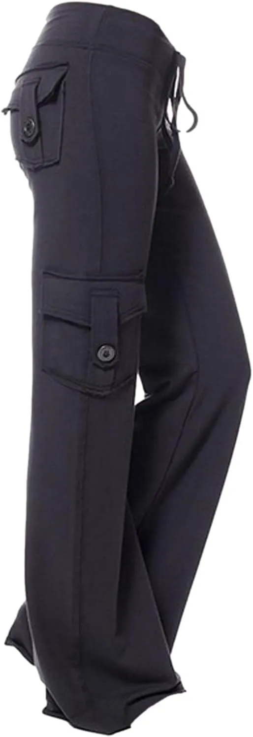 Womens Wide Leg Yoga Pants cargo wide leg pants Plus Size Flare Leggings Baggy Pants Flare Yoga Pants with Pockets