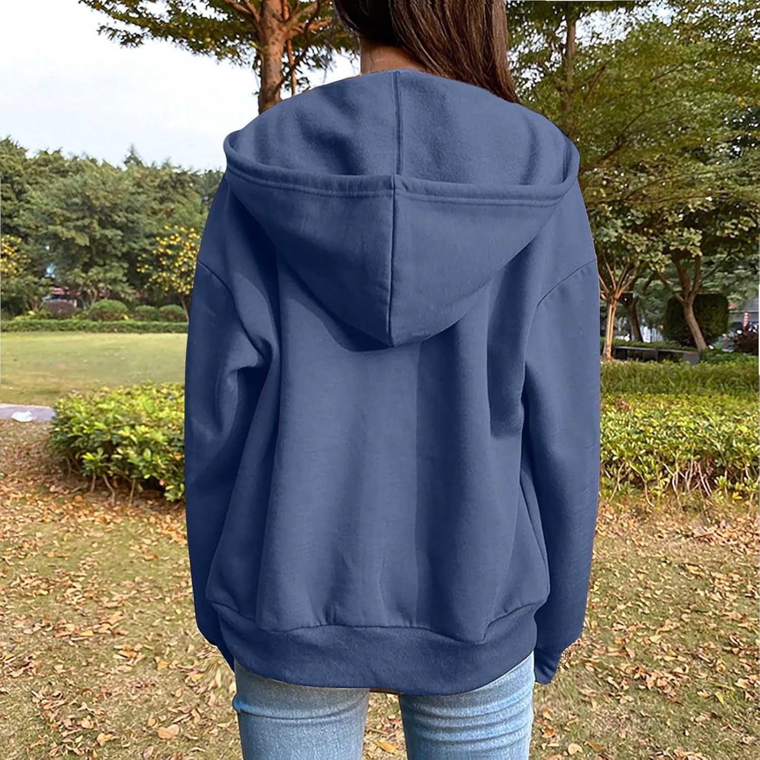 Womens Zip Up Hoodies Long Sleeve Oversized Sweatshirts Fleece Jacket Pockets 2024 Fall Outfits Fashion Y2K Clothes