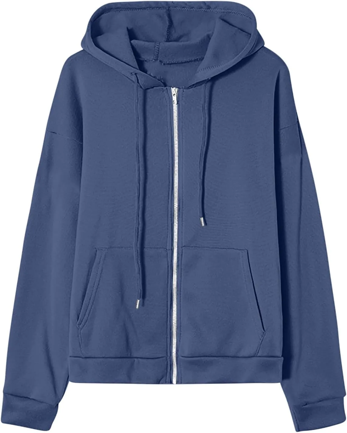 Womens Zip Up Hoodies Long Sleeve Oversized Sweatshirts Fleece Jacket Pockets 2024 Fall Outfits Fashion Y2K Clothes
