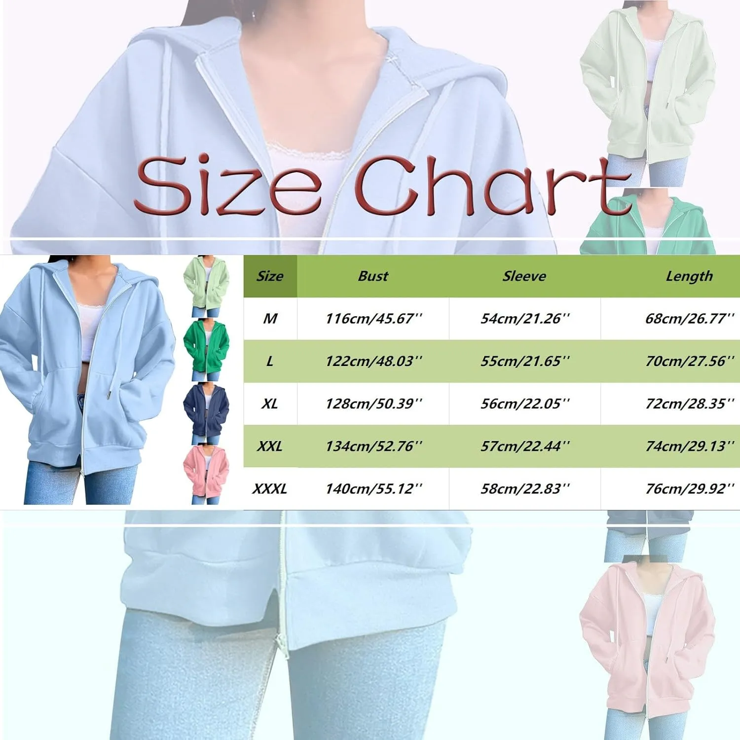 Womens Zip Up Hoodies Long Sleeve Oversized Sweatshirts Fleece Jacket Pockets 2024 Fall Outfits Fashion Y2K Clothes
