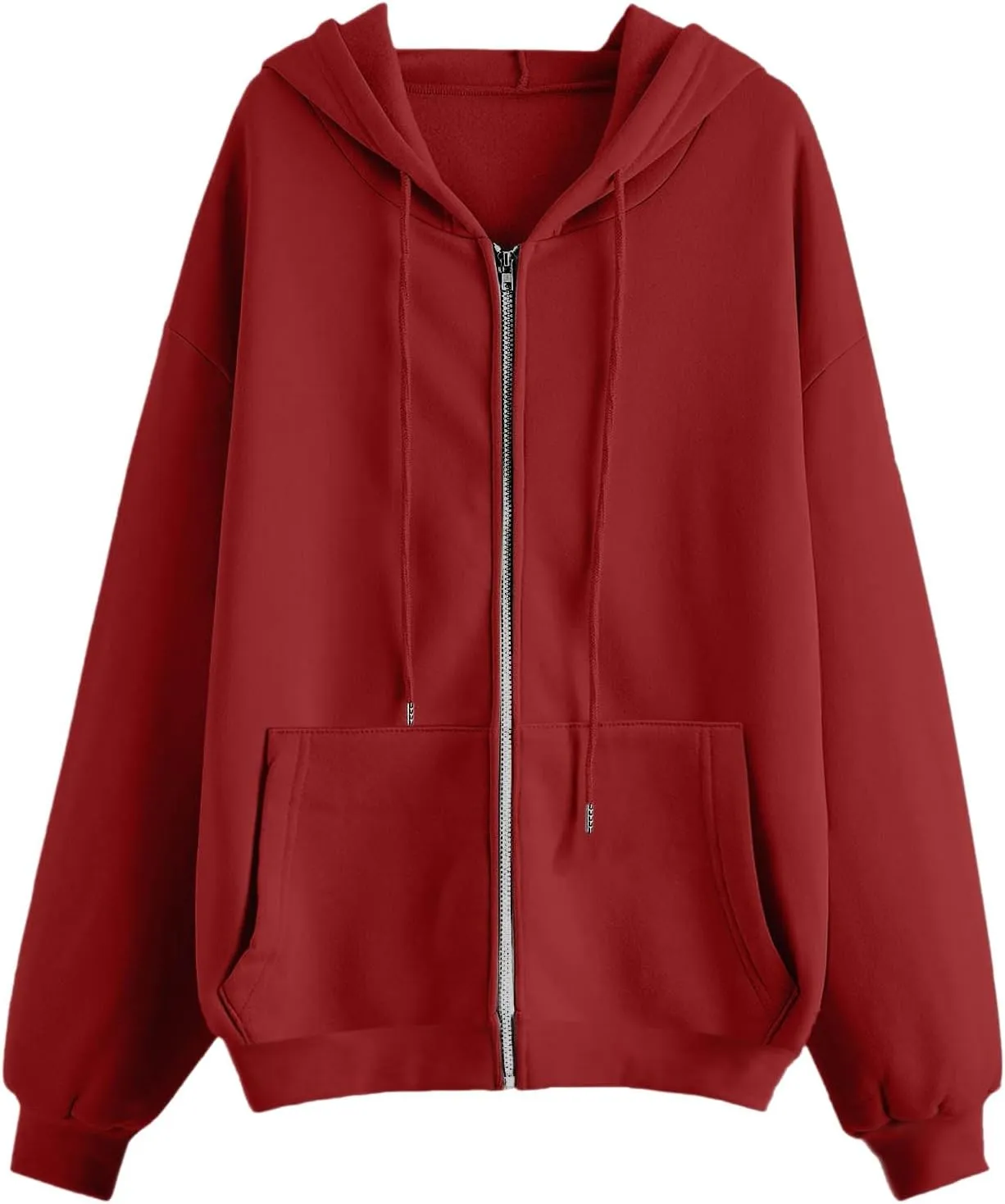 Womens Zip Up Hoodies Long Sleeve Oversized Sweatshirts Fleece Jacket Pockets 2024 Fall Outfits Fashion Y2K Clothes