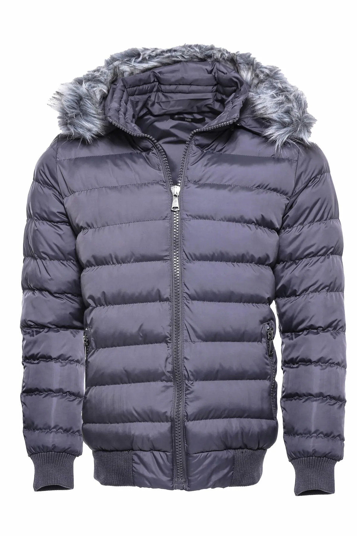 WSS Grey Men's Puffer Coat with Fur  - Singen