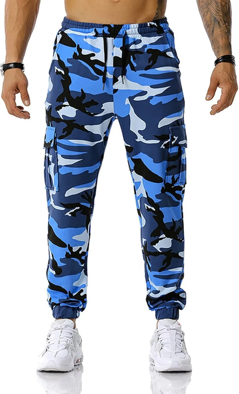 Ymosrh Mens Pants Fashion Men's Patchwork Camouflage Jogging Pants Outdoor Sports Fitness Stretch