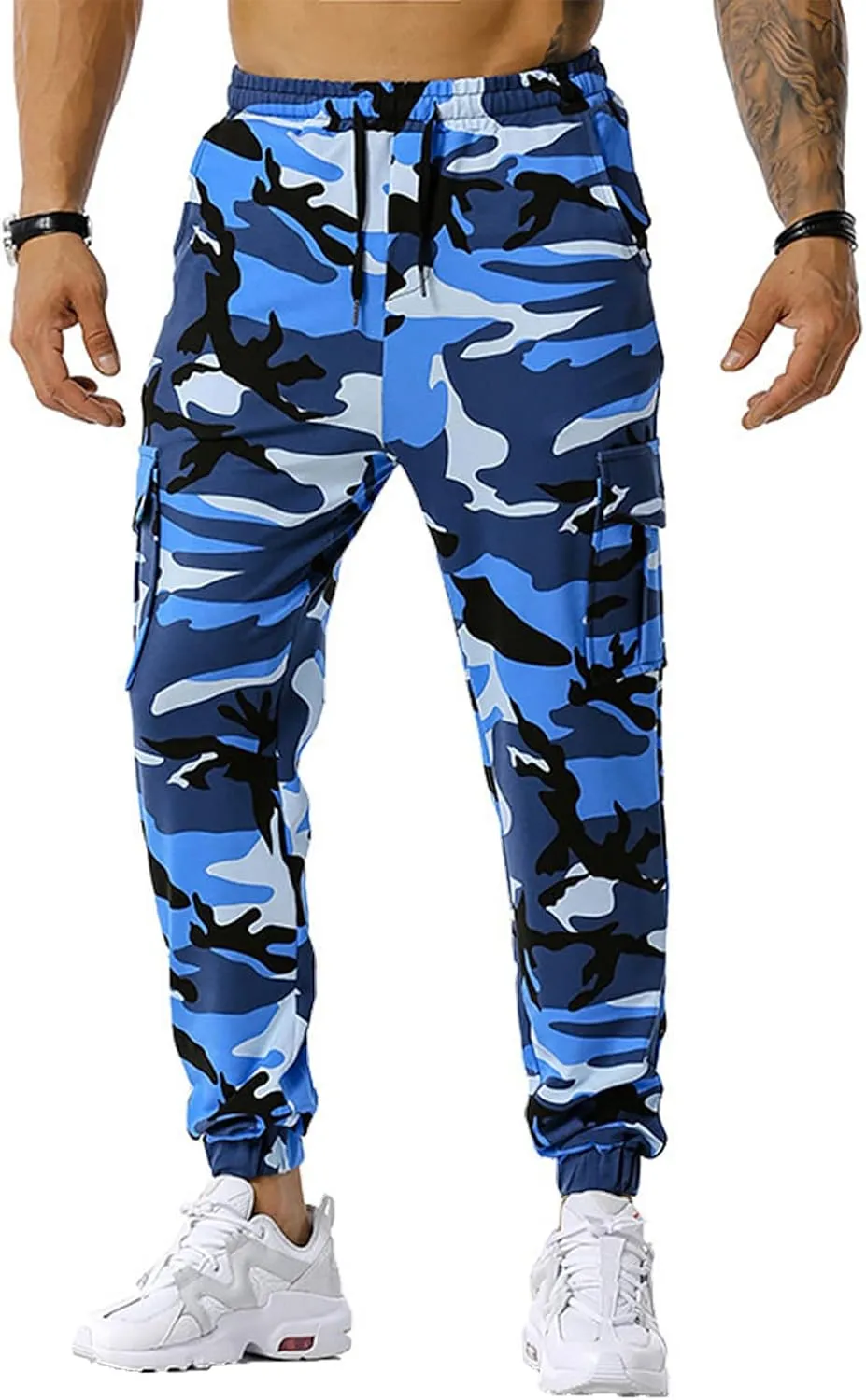Ymosrh Mens Pants Fashion Men's Patchwork Camouflage Jogging Pants Outdoor Sports Fitness Stretch