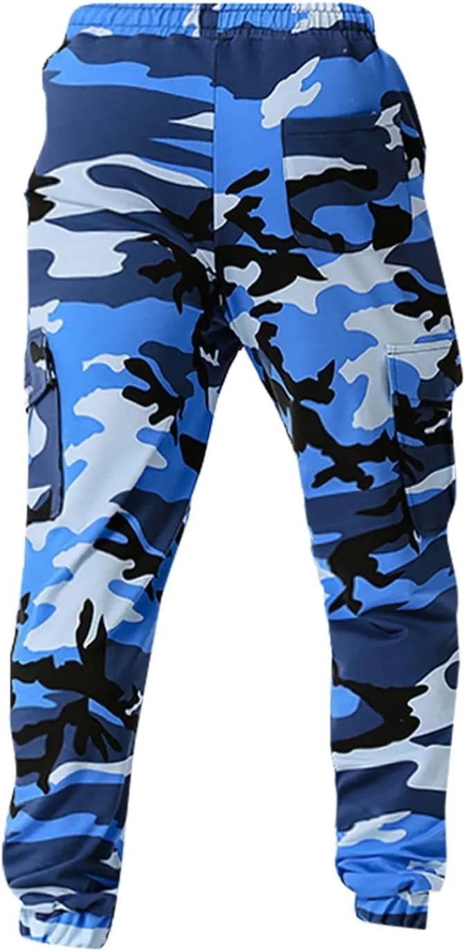 Ymosrh Mens Pants Fashion Men's Patchwork Camouflage Jogging Pants Outdoor Sports Fitness Stretch
