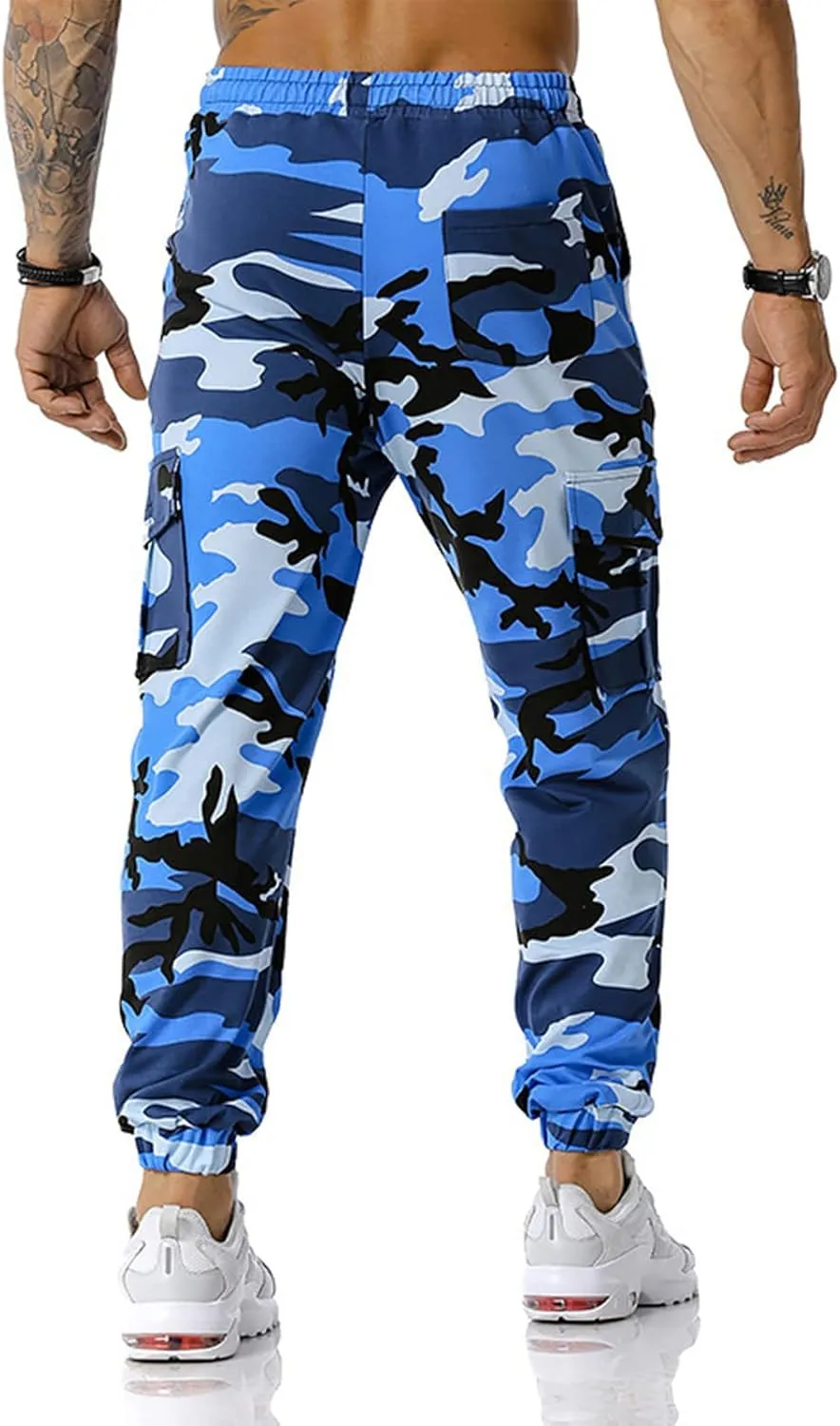 Ymosrh Mens Pants Fashion Men's Patchwork Camouflage Jogging Pants Outdoor Sports Fitness Stretch