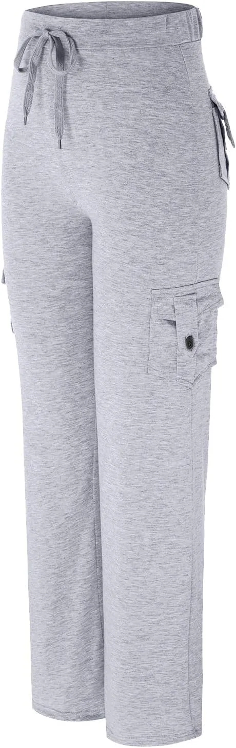 Yoga Flare Leggings for Women High Waisted Workout Cargo Pants with Pockets Maternity Sweatpants Joggers