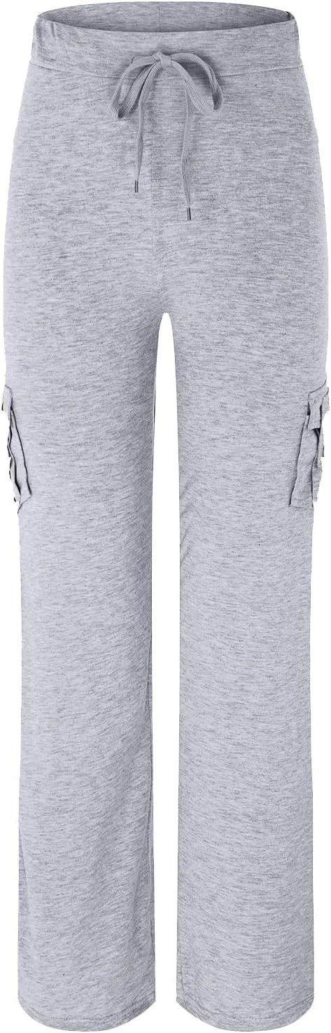 Yoga Flare Leggings for Women High Waisted Workout Cargo Pants with Pockets Maternity Sweatpants Joggers