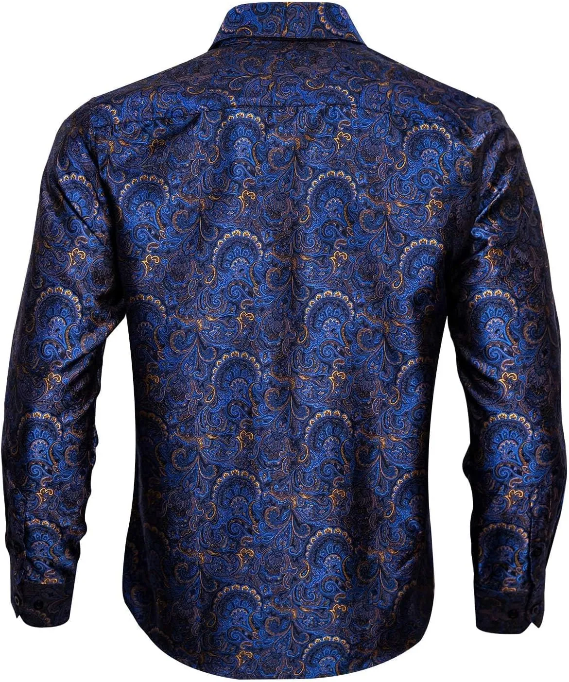 YOHOWA Men's Paisley Shirt Silk Jacquard Dress Long Sleeve Button Down Shirts Casual Mexico Western Disco Party Wedding Prom