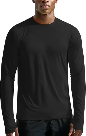 Zengjo Mens Long Sleeve Workout Shirts Light Weight Quick Dry UV/SPF Athletic T-Shirt Running Hiking with Thumb Holes